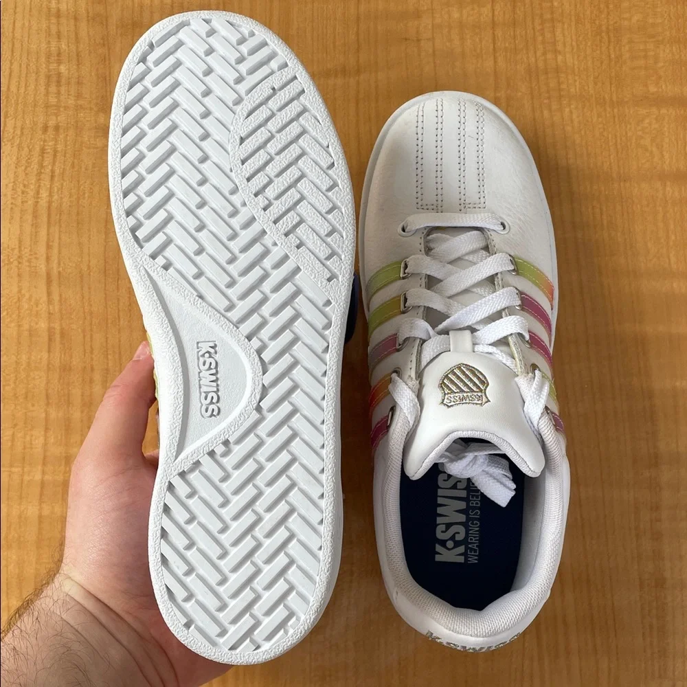 K-Swiss Women’s Tennis Shoes Size 6.5 White Color Striped - Picture 5 of 11
